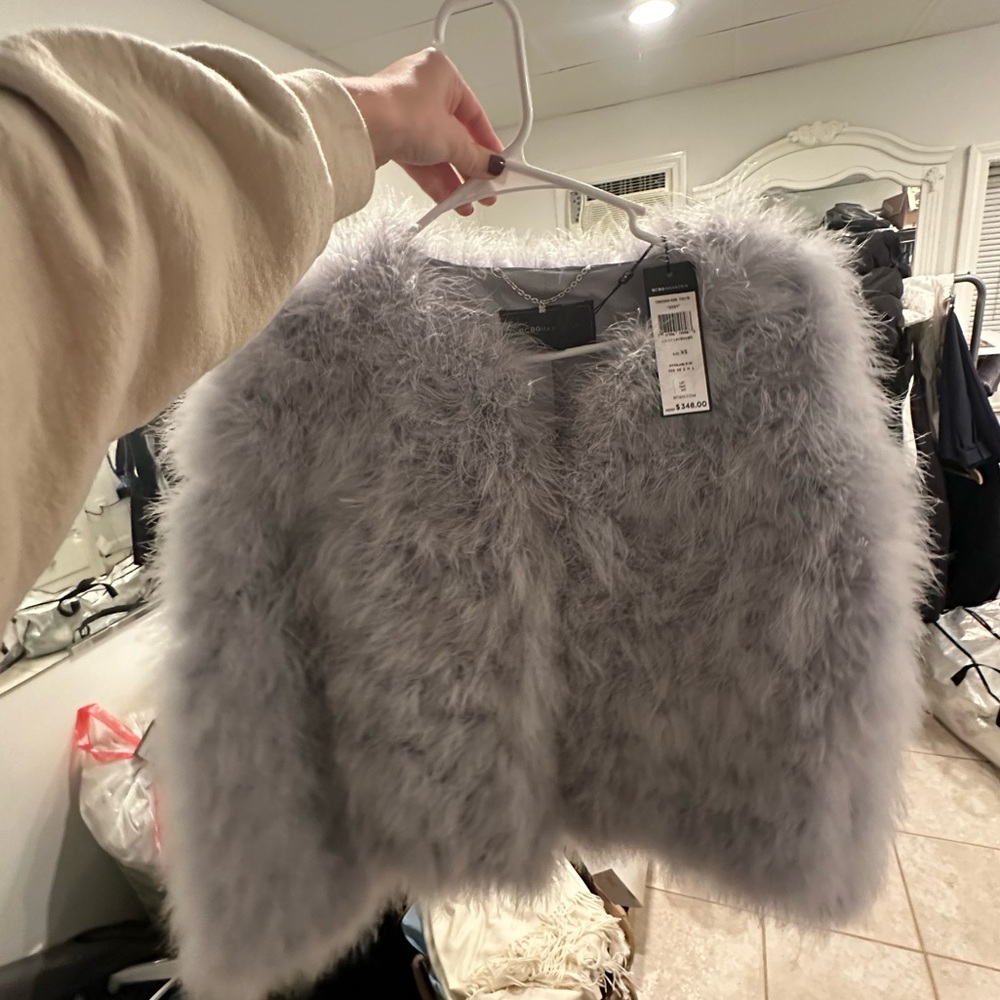 BCBG purple fur jacket
